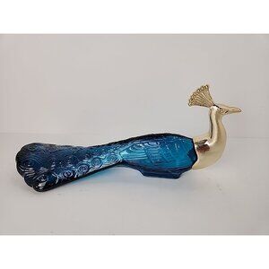 Vintage AVON Patchwork Cologne Peacock Blue Tail Perfume Bottle‎ Empty